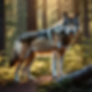 Illustration of a wolf in a pristine natural habitat