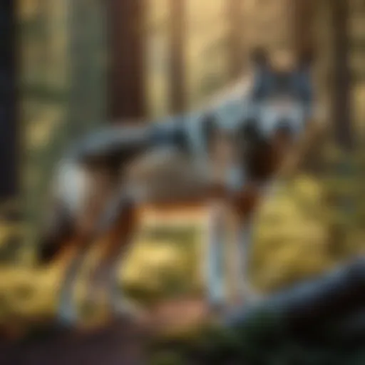 Illustration of a wolf in a pristine natural habitat