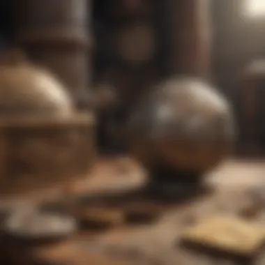 Illustration of ancient artifacts in the world of Xhunter